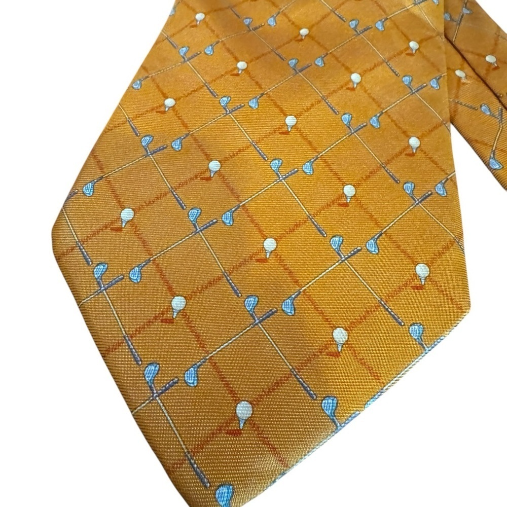 Dunhill Orange Silk Golf Tie - Picture 2 of 3